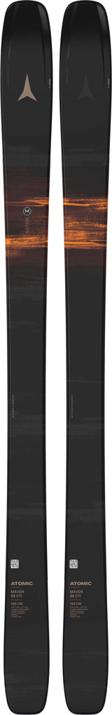 Maven88CTI- Black and orange skis on a white background