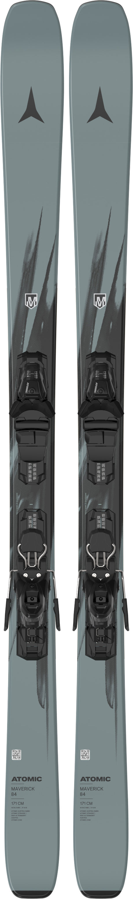 Maverick84- Grey and black skis on a white background
