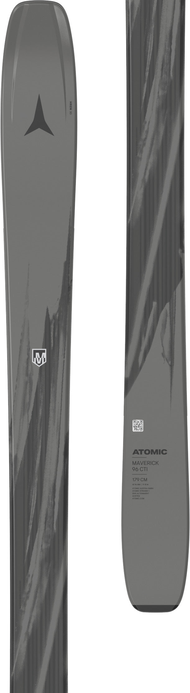Maverick96CTI-Two views of a skis with a brand logo on a white background