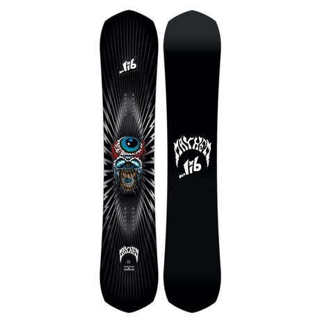 MayhemRipper- Black snowboard with a unique design on a white background