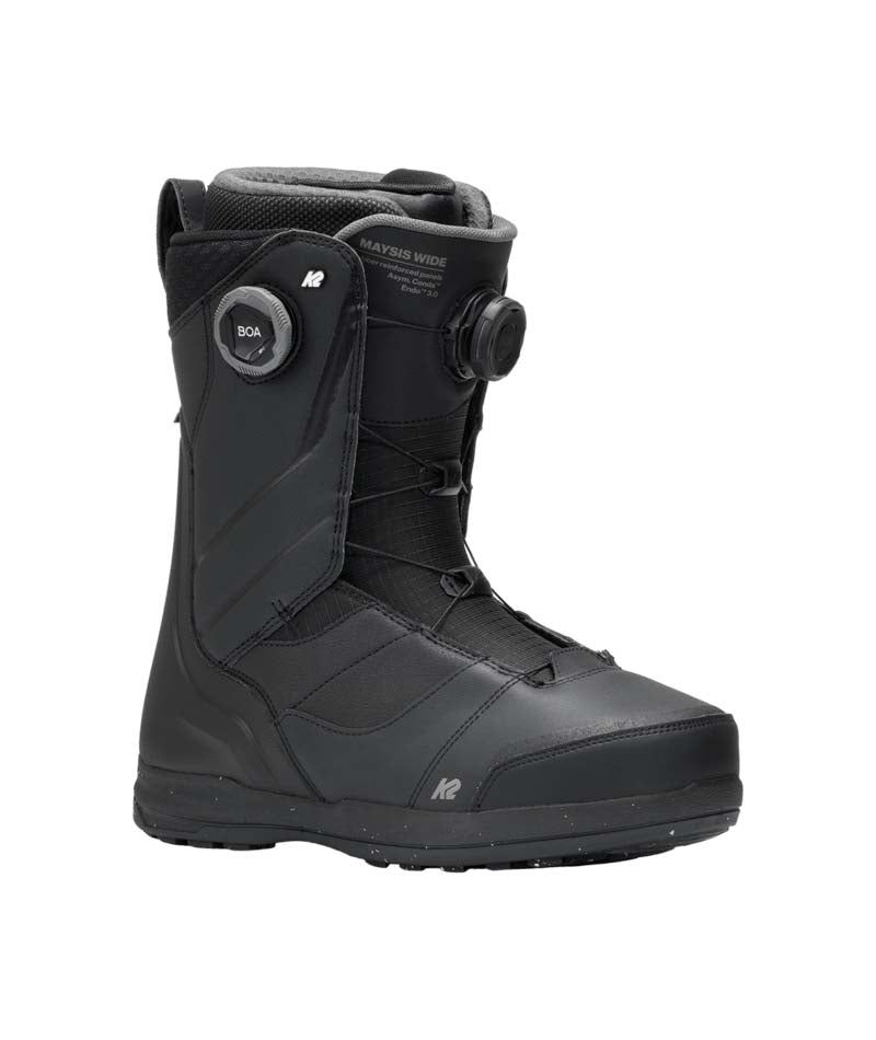 MaysisWide- Black snowboard boot on a white background