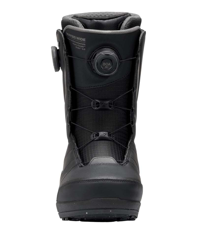 MaysisWide- Black snowboard boot on a white background