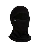 MerinoKidsBalaclava-A black fleece balaclava hood with a small white 'xtm' logo on the side, shown against a plain white background.