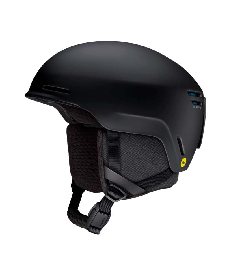 MethodProMips-Black helmet with a strap on a white background