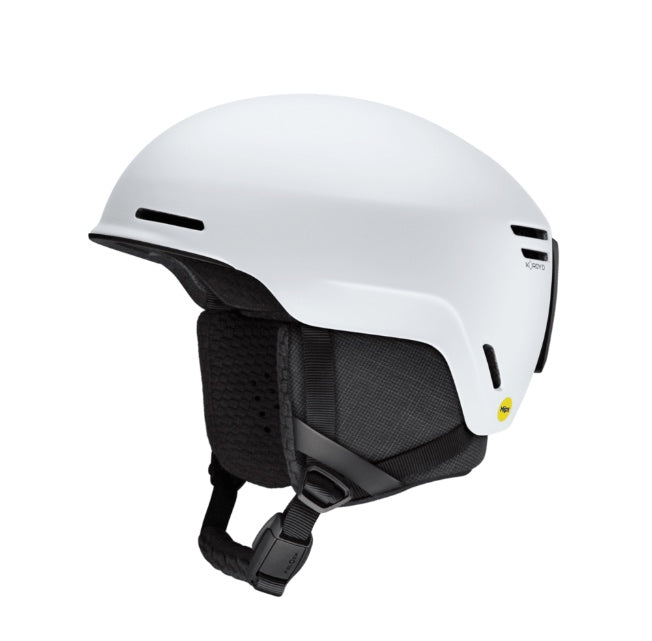 MethodMips-White helmet with black interior and straps on a white background