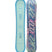 Metropolitan- Teal, light blue, and pink multicolored snowboard on a white background