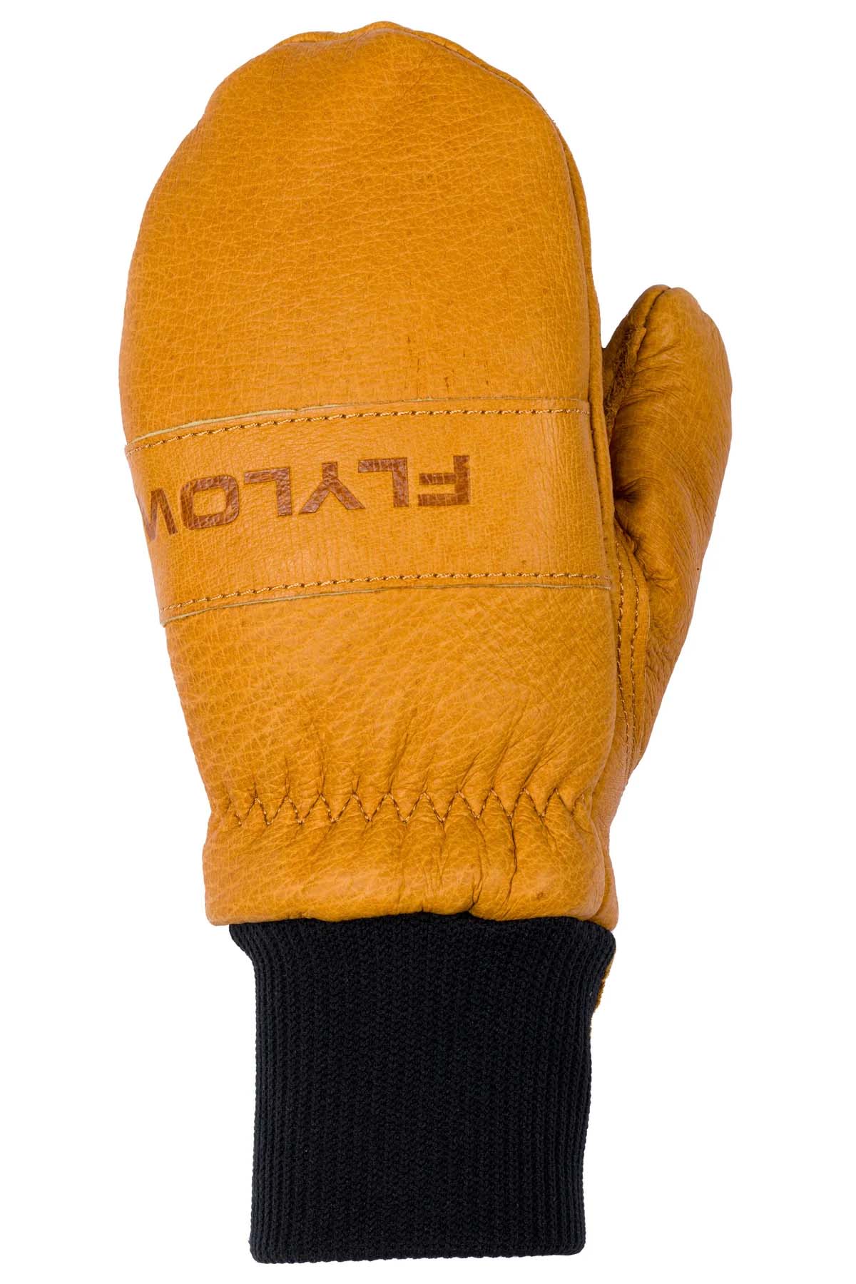 MightyMitt-Orange mittens with black cuffs on a white background