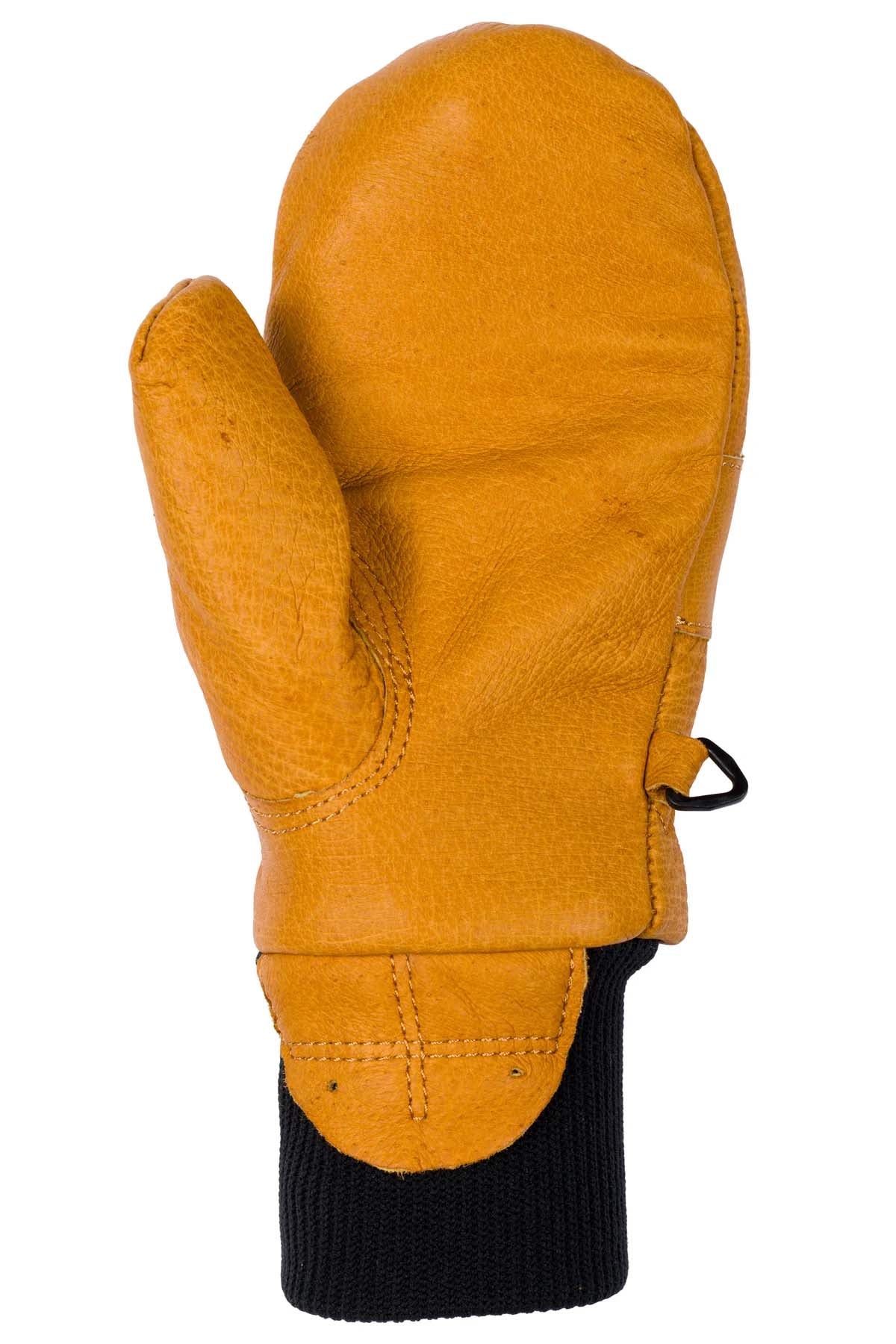 MightyMitt-Orange mittens with black cuffs on a white background