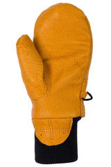MightyMitt-Orange mittens with black cuffs on a white background