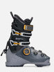 Mindbender100BOA- A K2 Mindbender ski boot in gray and black with yellow accents, shown from a side profile on a light gray background.