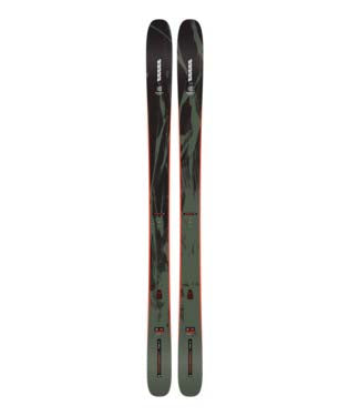 Mindbender 101- Pair of skis with a black and green design on a white background