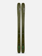 Mindbender106C- A pair of K2 ski tips in olive green, standing vertically against a light gray background.