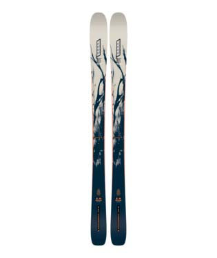 Mindbender88W-Pair of skis with a white and blue design on a white background