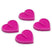 MiniHearts-Four pink heart-shaped stomp pads on a white background