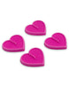 MiniHearts-Four pink heart-shaped stomp pads on a white background