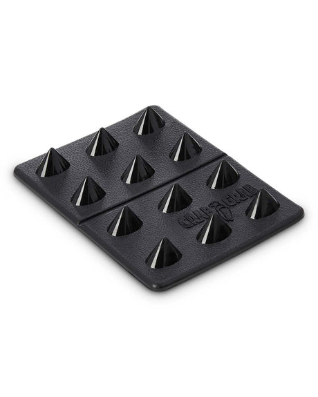 MiniSharkTeeth-A black mini shark teeth with branding and product features on a white background