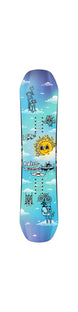 Minishred-Snowboard with a colorful design featuring a sun and clouds on a white background