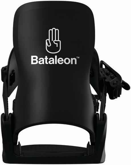 MinishredBinding-Black snowboard binding with Bataleon logo on a white background