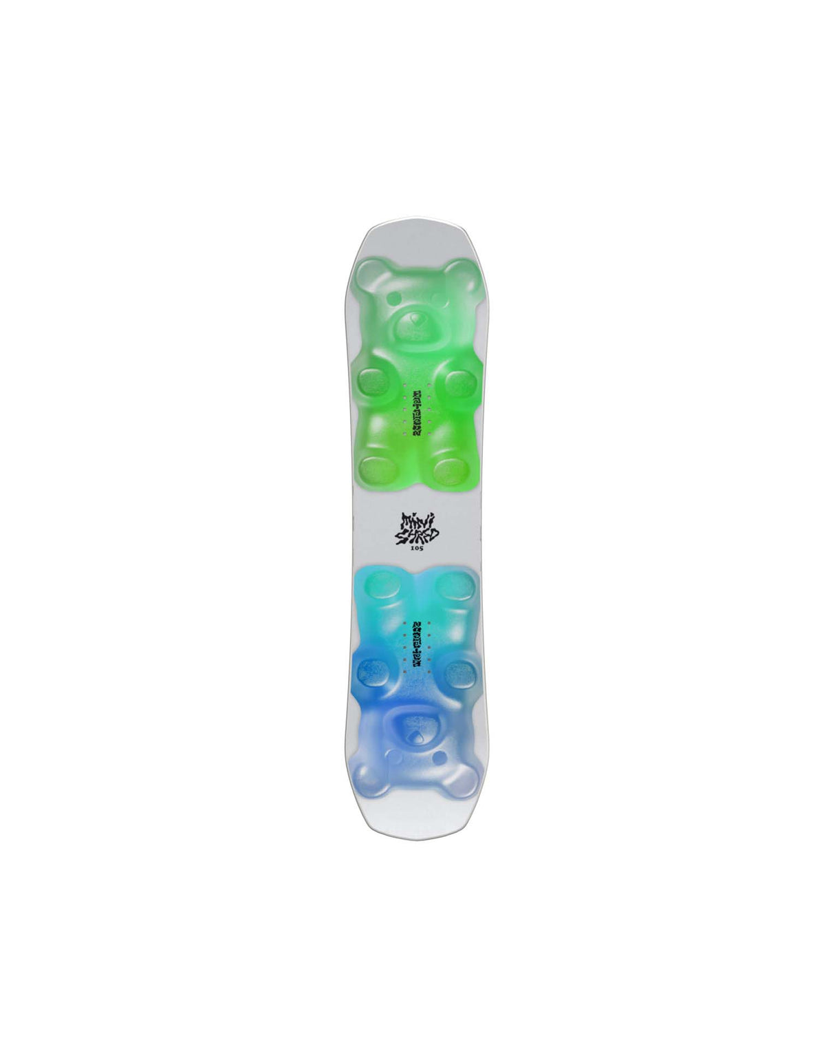 Minishred- Colorful snowboard with a logo on a white background