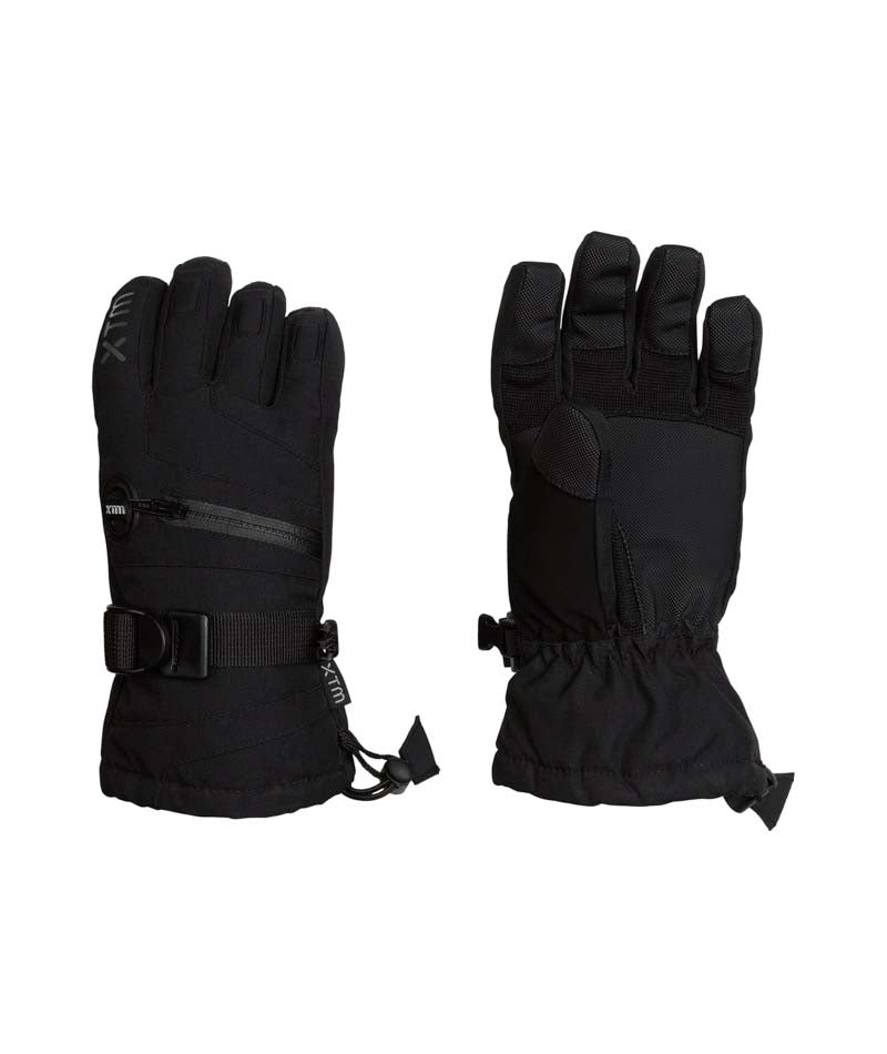 MisoIIGlove- A pair of black insulated winter gloves shown against a plain white background, displaying both the front and back views.