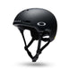 ModPrk-A matte black Oakley helmet with white logo branding, shown from a three-quarters side profile against a clean white background with a soft drop shadow.