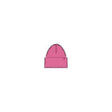 MohairBeanie-A small pink beanie hat centered on a plain white background.