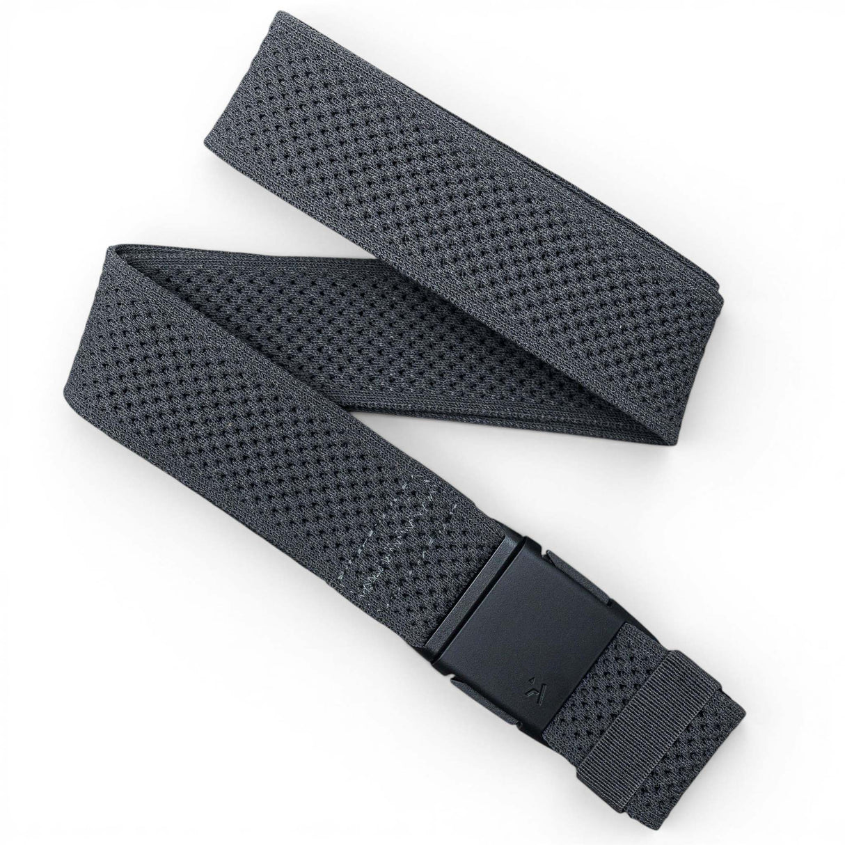 Momentum-A dark gray woven web belt with a textured honeycomb pattern and a matte black quick-release buckle, displayed on a clean white background.
