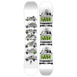 Money- Two views of a snowboard deck with graphic designs on a white background