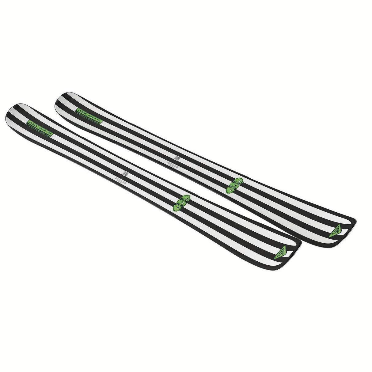 NDEPARTTEN-Two black metal strips with green logos on a white background