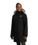 W Arctic Parka-Person wearing a black coat with fur-lined hood on a transparent background