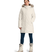 W Arctic Parka-Woman wearing a white winter coat with fur hood on a white background