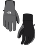 W Shelbe Raschel Etip Glove-Gray and black gloves with The North Face logo on a transparent background