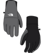 W Shelbe Raschel Etip Glove-Gray and black gloves with The North Face logo on a transparent background
