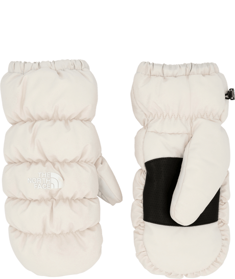 Montana Puffer Mitt-Pair of white mittens with black accents on a transparent background