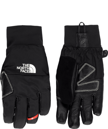 Summit Lhotse Glove-Black gloves with The North Face logo on a white background
