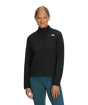 W Cedar Trail Grid Fleece Jacket-Woman wearing a black jacket with a brand logo on a transparent background