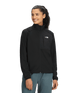 W TNF Performance Fleece Full Zip Jacket-Woman wearing a black jacket with a brand logo on a transparent background