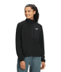 W TNF Performance Fleece Full Zip Jacket-Woman wearing a black jacket with a brand logo on a transparent background