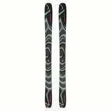 NQST100- Pair of skis with green and black design on a white background