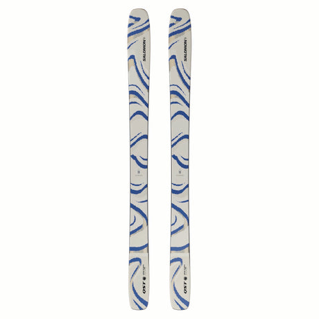 NQST106ALMONDMILK-Pair of skis with blue and white pattern on a white background