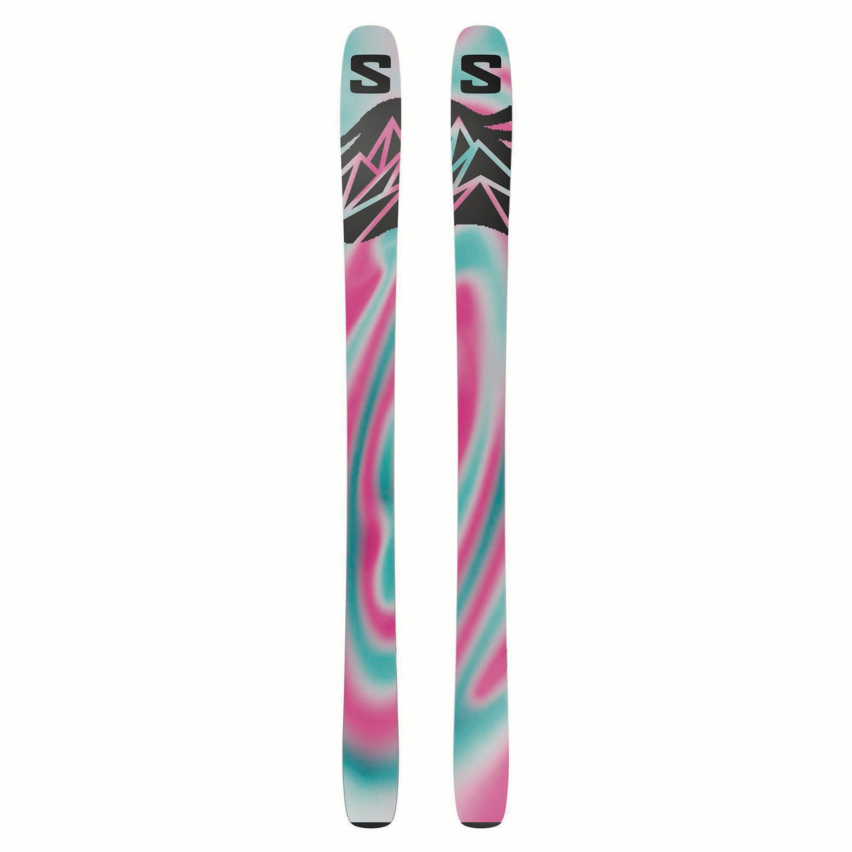 NQST106BLACKPINK-Colorful skis with a black and white logo on a white background