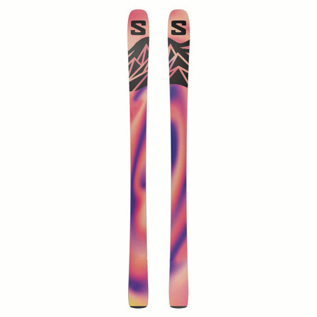 NQST94BLACK-Colorful skis with a tie-dye pattern on a white background