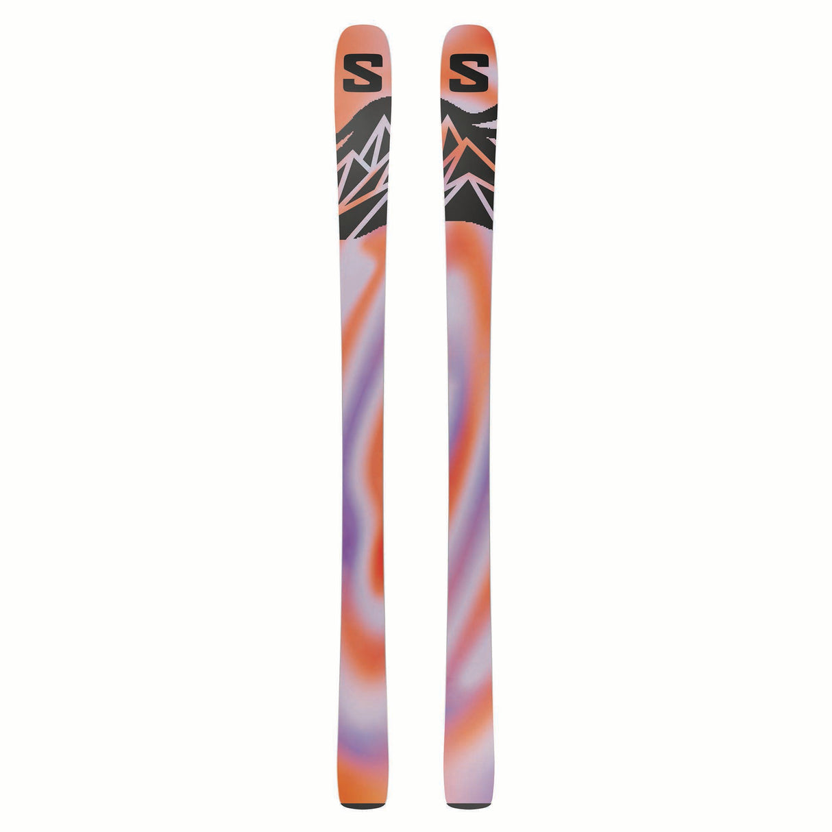 NQST94LILAC-Pair of colorful skis with a white background