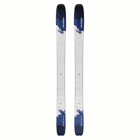 NSLABQSTECHO- Pair of skis with blue and white design on a white background