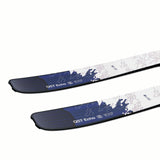 NSLABQSTECHO-Two skis with blue and white design on a white background