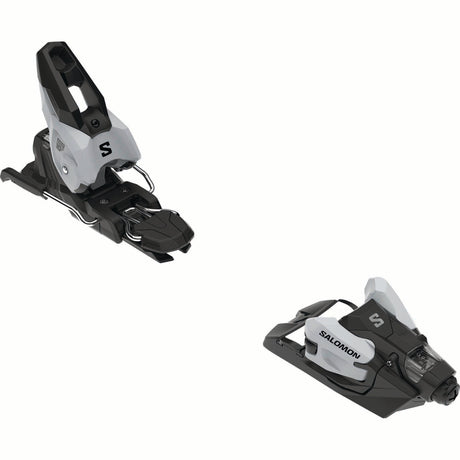 NSTRIVE10GW-Two ski bindings with Salomon branding on a white background