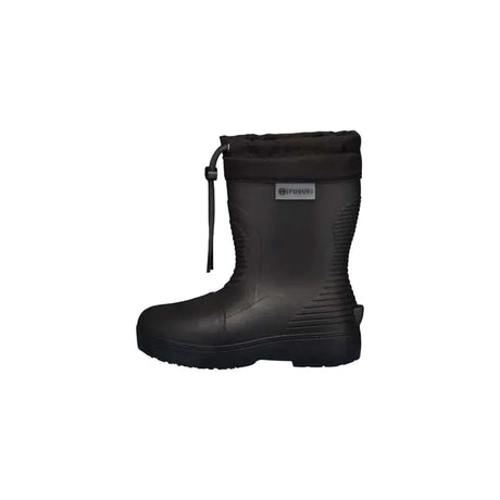 Niseko3.0Kids- Black rubber boot with a brand label on a white background