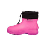 Niseko3.0Low- Pink rubber boot with black cuff on a white background