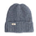 NordenBeanie- Blue beanie with a brand label on a white background