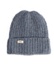 NordenBeanie- Blue beanie with a brand label on a white background